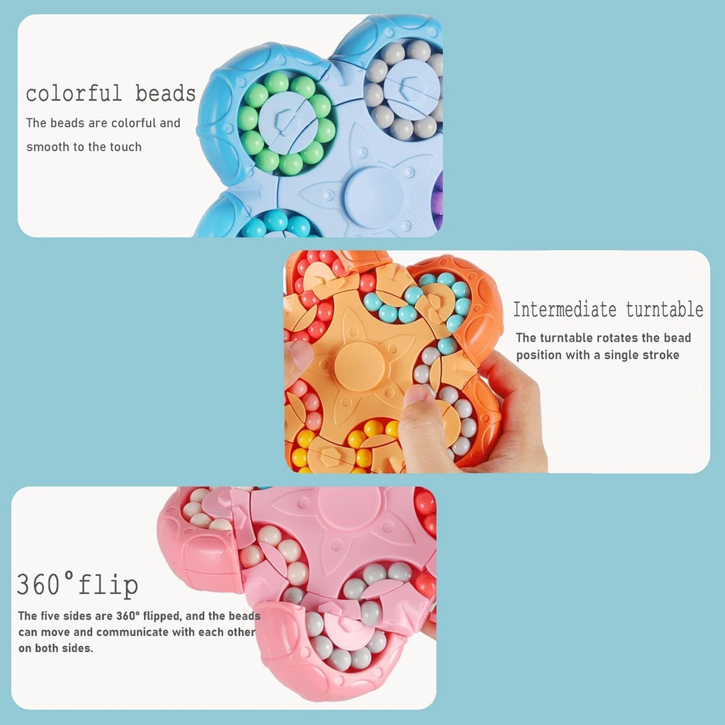 YUDANSI Magic Bean Puzzle Toy, Rotating Magic Bean Fidget Toys 2-in-1, Magic Ball Brain Teaser STEM Game, Gift for Kids Boys Girls Age 3+, 5-7, 8-12, Teen, Adult for Holiday Birthday Graduation Gifts