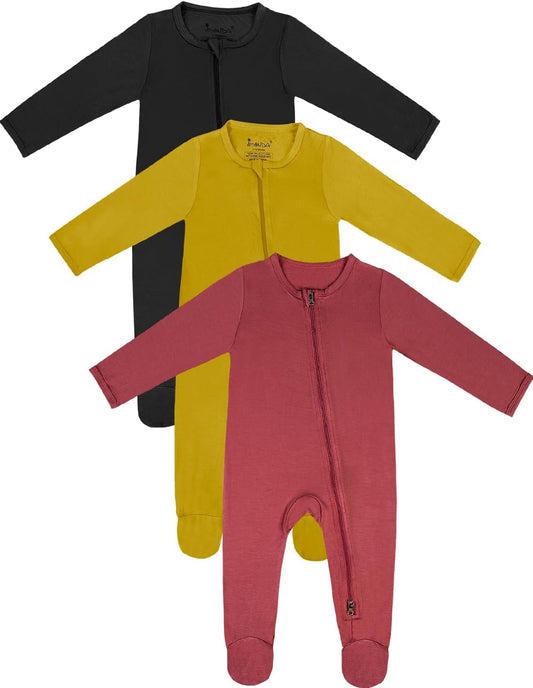 Jimonda Baby Romper Boys Girls Bamboo Pajamas 2-Way Zipper Footed Unisex Zip-Up Sleepers Sleep and Play pjs