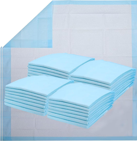 Healqu Disposable Underpads - Incontinence Bed Chux Pads for Adults, Kids, Elderly, and Pets - Fluid and Urine Bed Protection - Large, Super Absorbent Fluff and Polymer (24x36 Pack of 25)