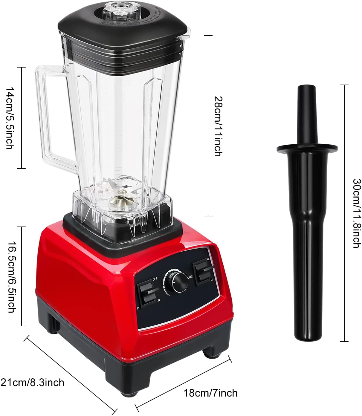 Blender 2L Automatic Smoothie Mixer Baby Food Blender 68oz Fruit Vegetables Juicer 2200W High-Speed Blender Tabletop Soundproof Milkshake Maker (Red)