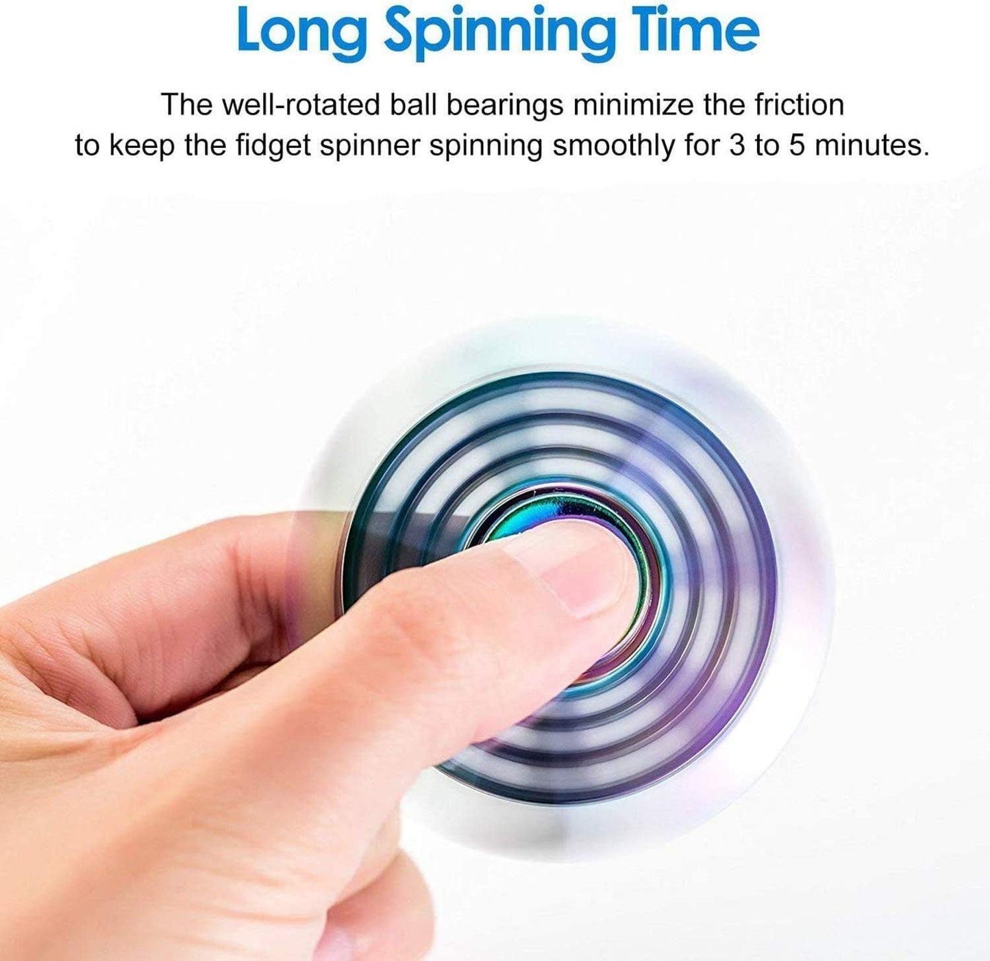 5 Pack Metal Fidget Spinners Pack Stress Relief Toys for Kids Adults, Rainbow Finger Hand Spinner Bulk Set Sensory Desk Toy, Cool Gadget Novelty Birthday Gifts Halloween Party Favor