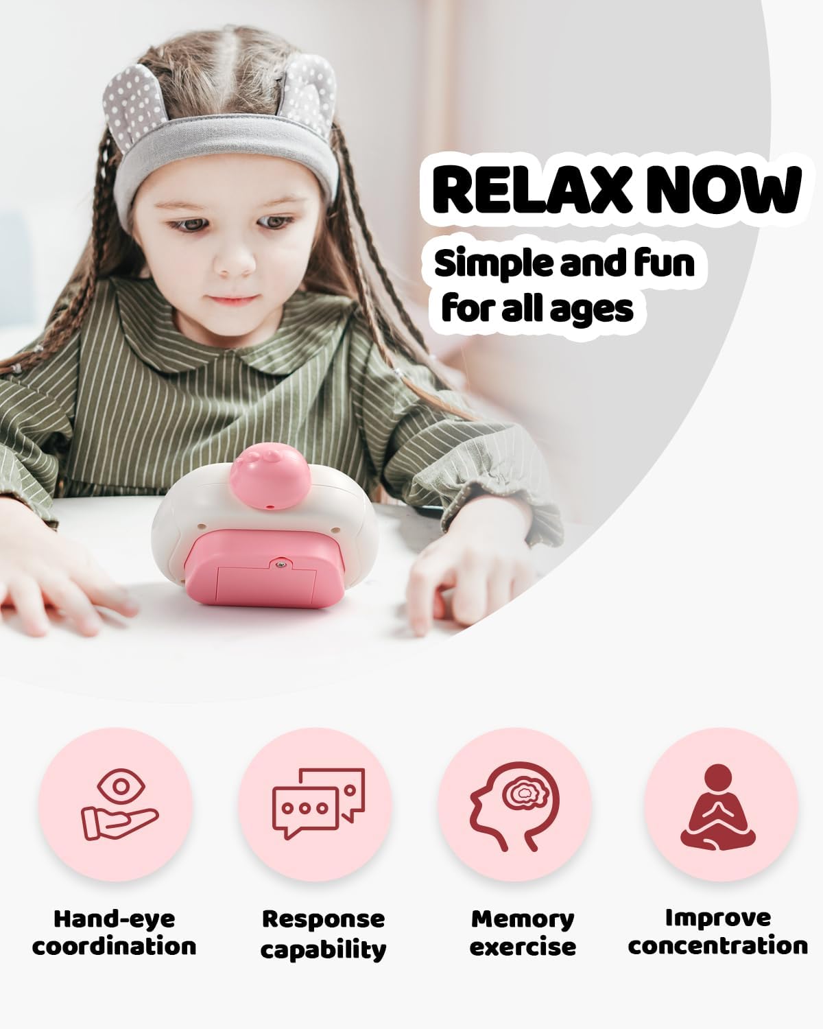 Quick Push Game Console,4 Modes Games, A Toy Game Machine That Exercises Reaction Ability and Improves Concentration |Teens Boys & Girls Ages 3-12 Years Old & Up (Pink)