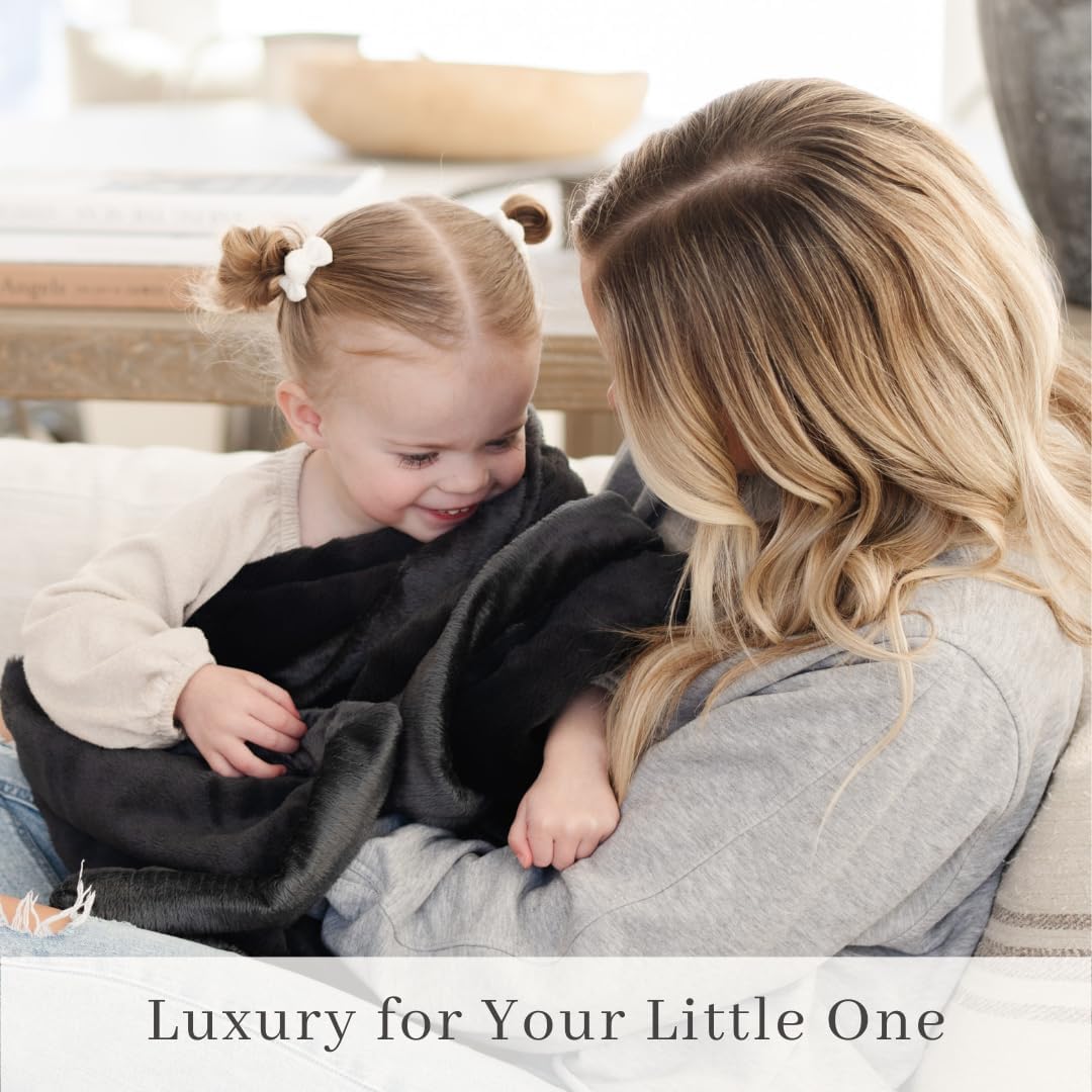 SARANONI Security Blankets for Babies Super Soft Boutique Quality Lush Luxury Baby Blanket (Small, Charcoal)