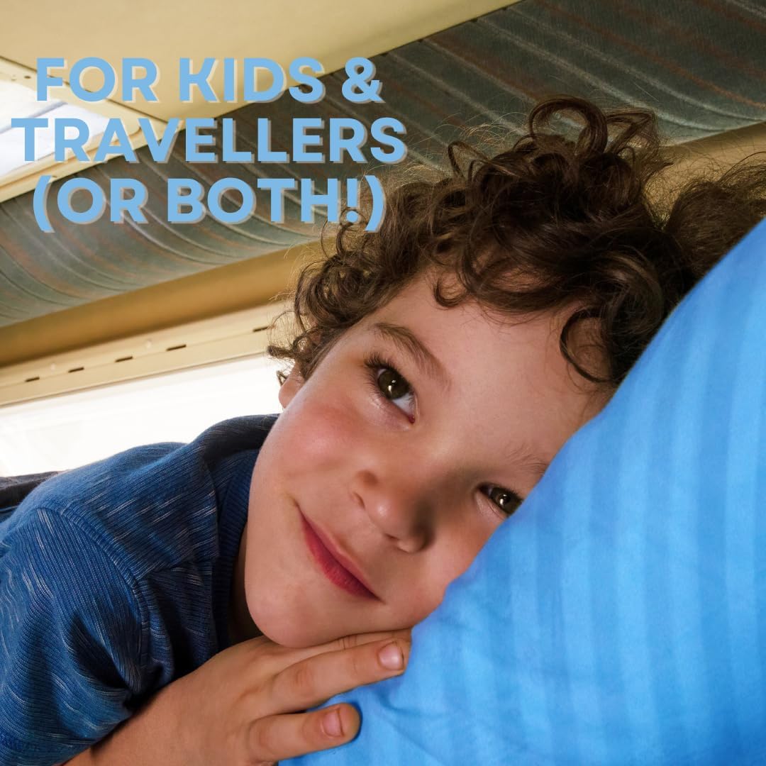 kinder Fluff Toddler Pillow (2-Pack) – The Only 300TC Soft Cotton Pillow with Down Alternative Fill – Hypoallergenic, Machine Washable & Perfect for Kids 2+ Years (13x18in, Blue)