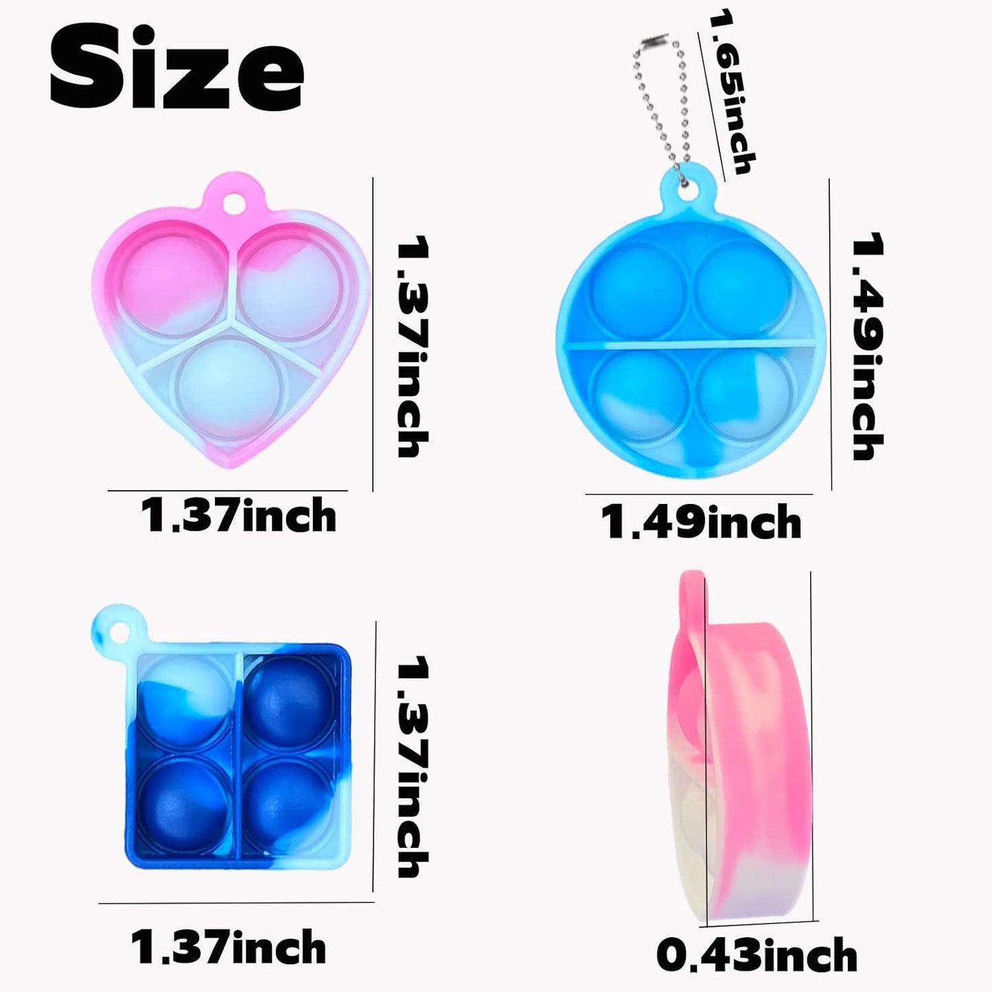300pcs 1.5in Random Pop Bubble Fidget Sensory Toys, Pop Toy Bulk for Party Favor, Classroom Student Prizes Easter Basket Goodie Bag Stuffers Christmas Valentine Gift for Kid