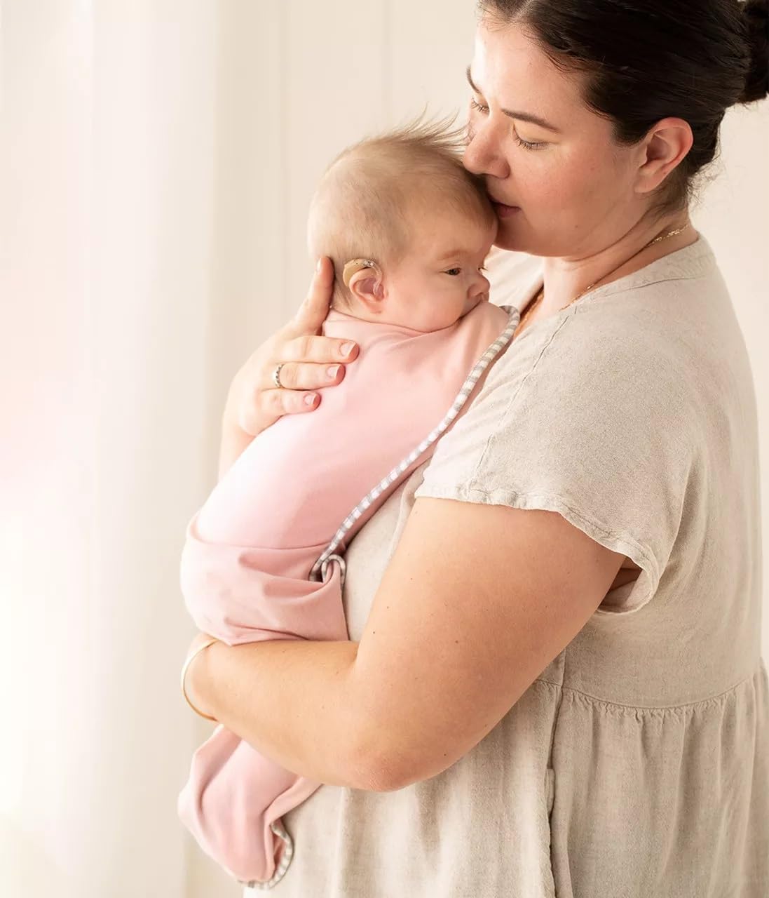 Love To Dream Swaddle UP Self-Soothing Sleep Sack 13-19 lbs., Dramatically Better Sleep, Snug Fit Calms Startle Reflex, 1.0 TOG, Dusty Pink, Medium