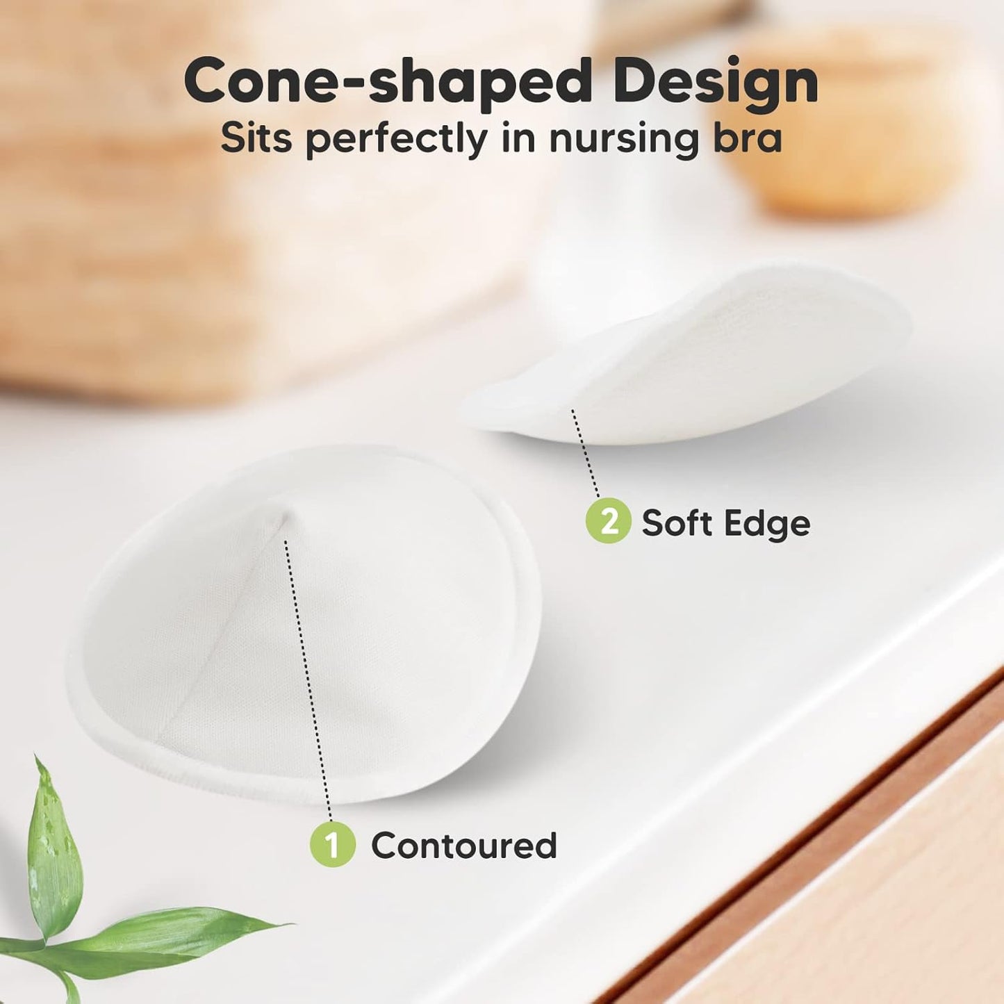 Organic Nursing Pads - 14 Washable Viscose Derived from Bamboo Breastfeeding Pads, Wash Bag, Reusable Breast Pads for Breastfeeding, Nipple Pads for Breastfeeding Essentials(Soft White, M 3.9")