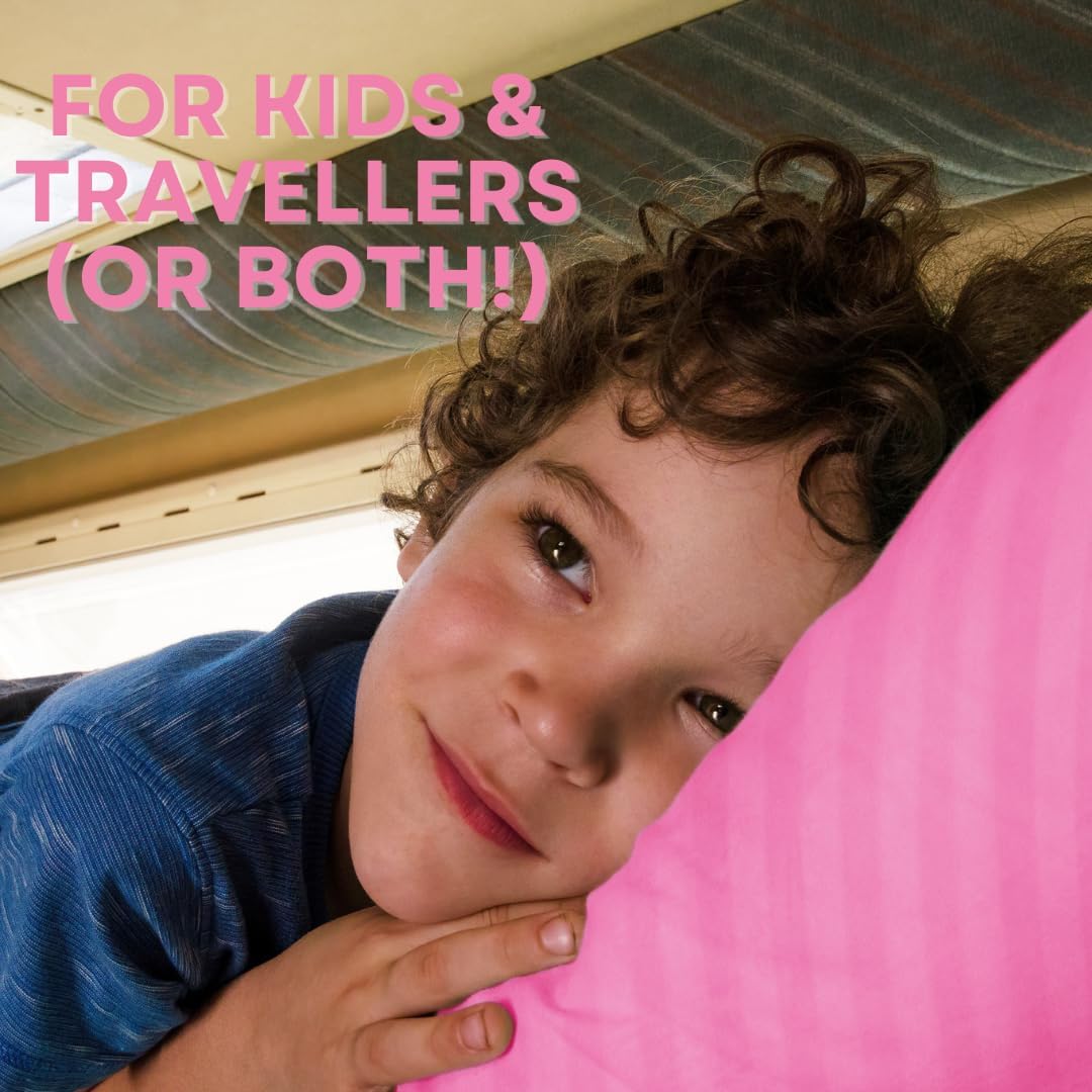 kinder Fluff Children Pillows (2pk) - The only Pillow for Kids 300T Cotton Shell & Down Alternative Fill - Machine Washable, Ideal Pillow for Kids Above 12 Years (17x26in - Pink)