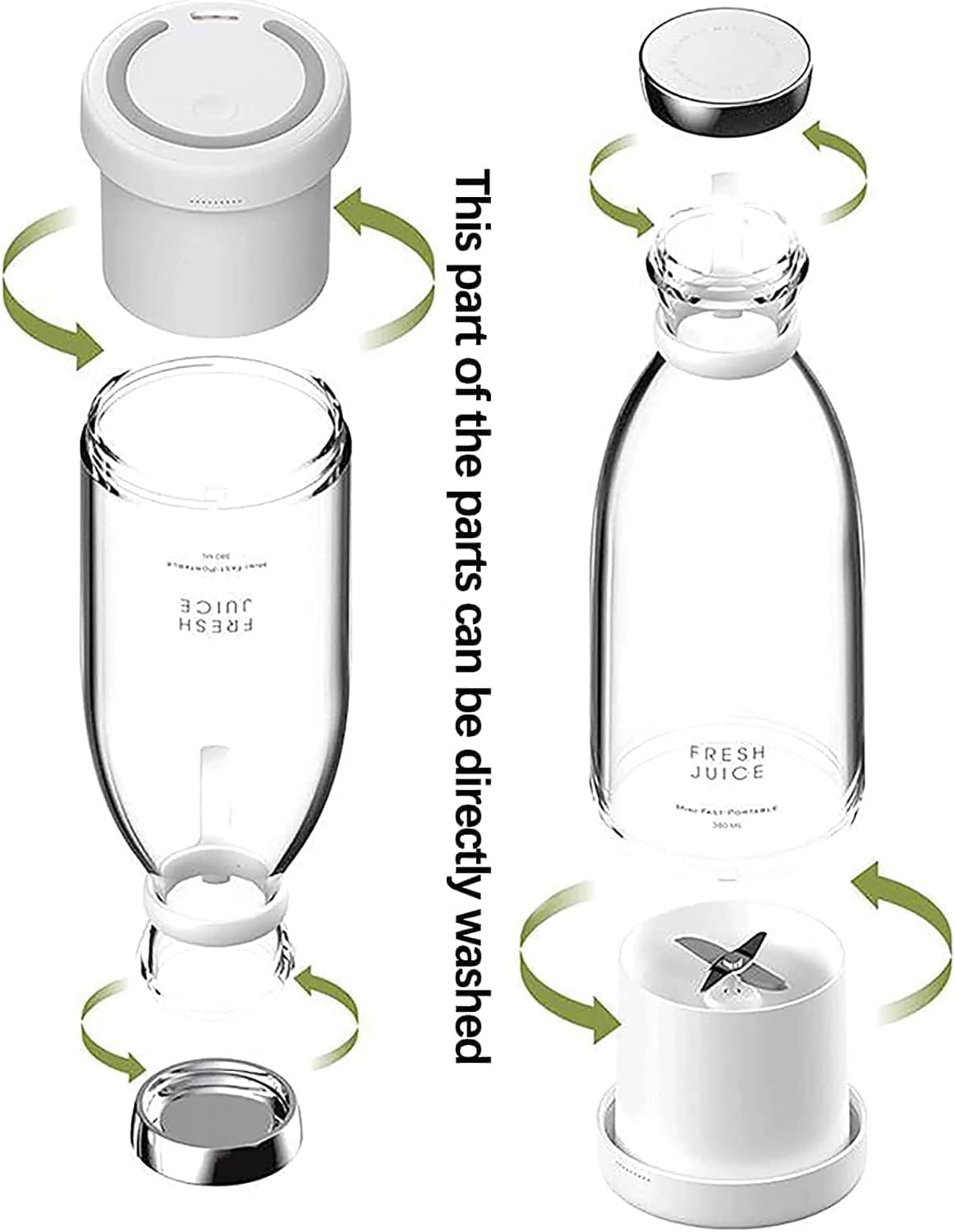 OTPEIR Portable Blender for Shakes and Smoothies with 11.83 Oz Travel Cup and Lid,Durable Stainless Steel Blades for Juice Blending Performance, White