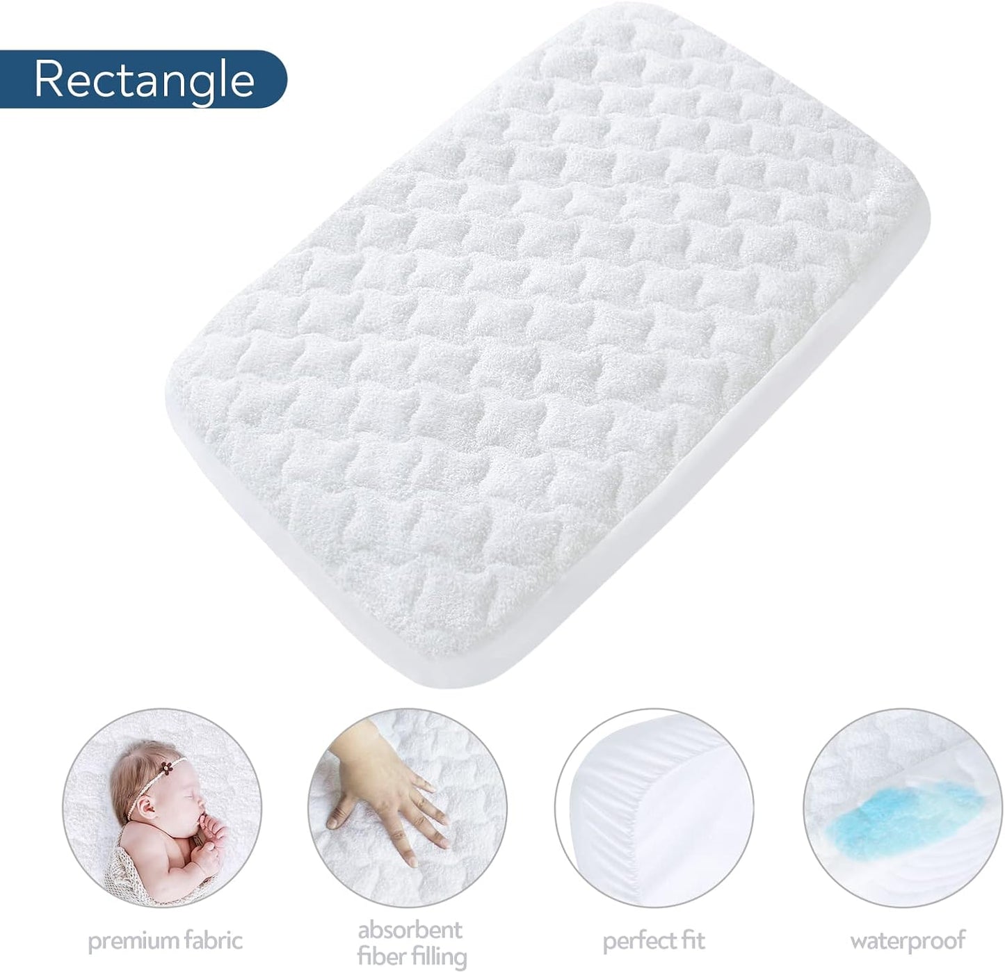 Baby Bassinet Mattress Pad Cover, Fits for Ingenuity Dream & Grow/Chicco LullaGo Anywhere/Dream On Me Poppy/Simmons Kids By The Bed Twin City Bassinet, Waterproof Bassinet Mattress Protector,15" x 31"