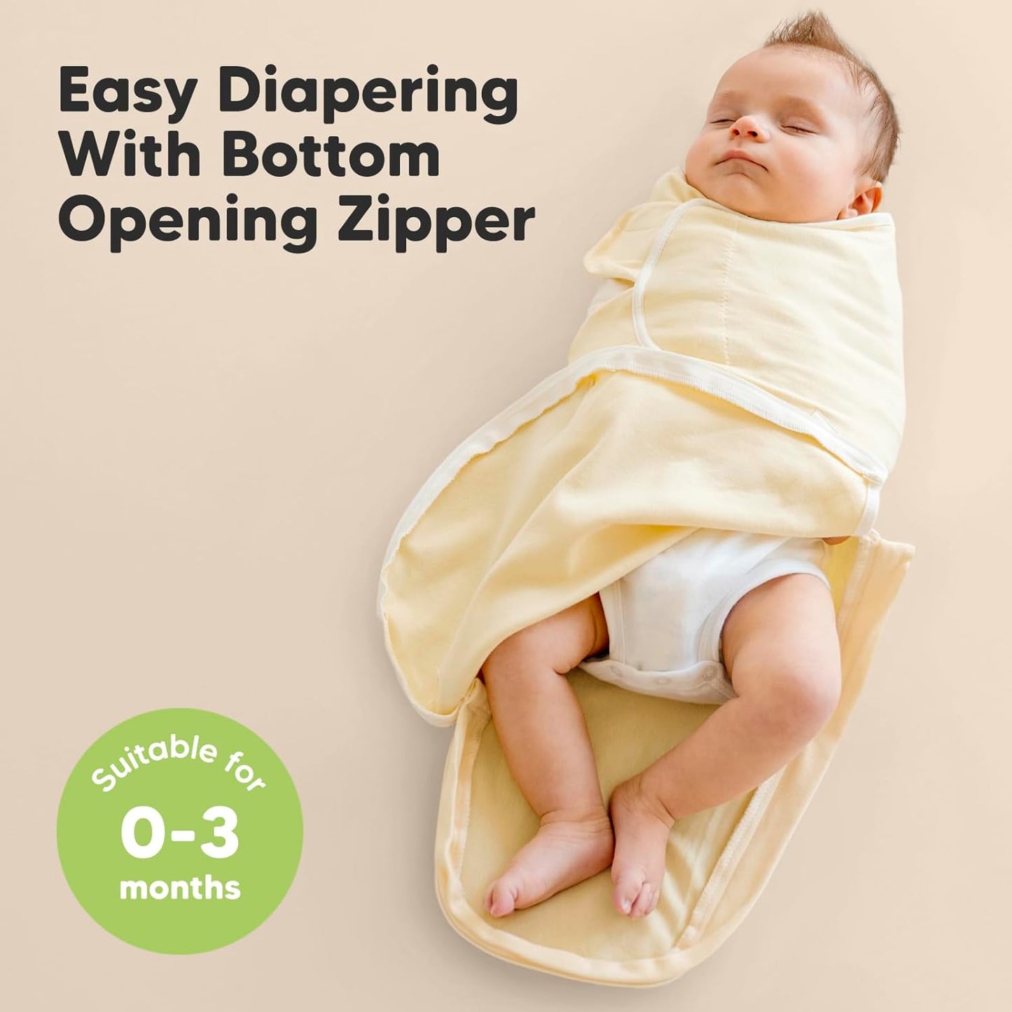 Baby Swaddle Sleep Sacks with Zipper - 3-Pack Swaddles for Newborns 0-3 Months, Infant, Baby Girls, Boys, Soft & Durable Newborn Sleep Sack, Easy Diaper Change Swaddling Blanket (Daffodil)