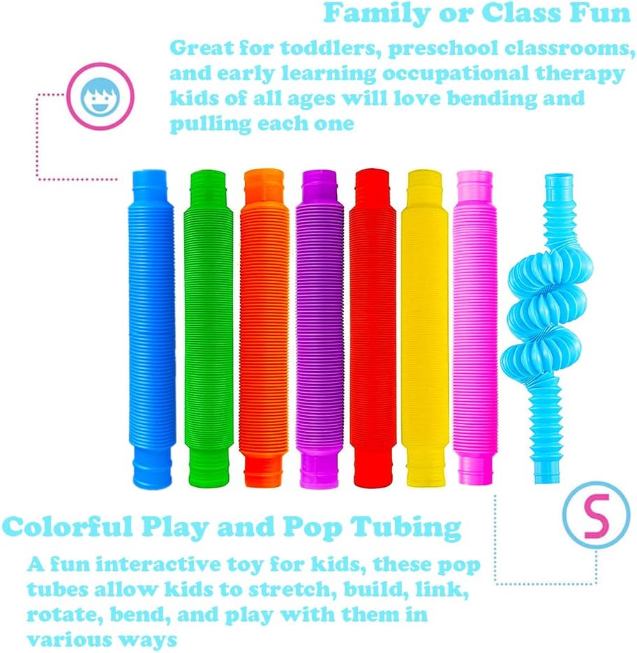 72PACK Pop Tubes, Pop Tube Sensory Fidget Toy Fidget Tubes for Children and Aldult Stress Anxiety Relief Toy DIY Learning Educational Toys for Kids