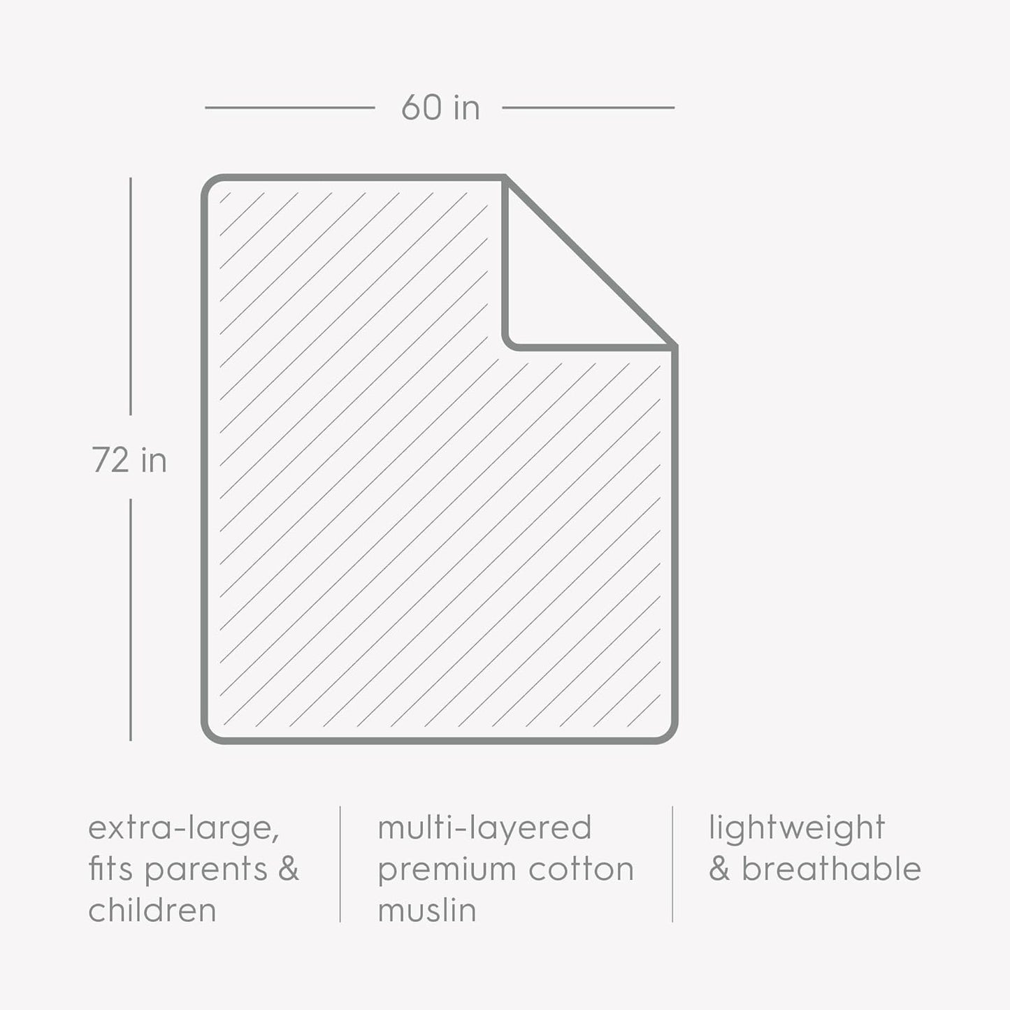 Little Unicorn Premium Quilted Throw | Super Soft, Multi-Layered Muslin XL Blanket| Great for Kids & Families (Snow Day)