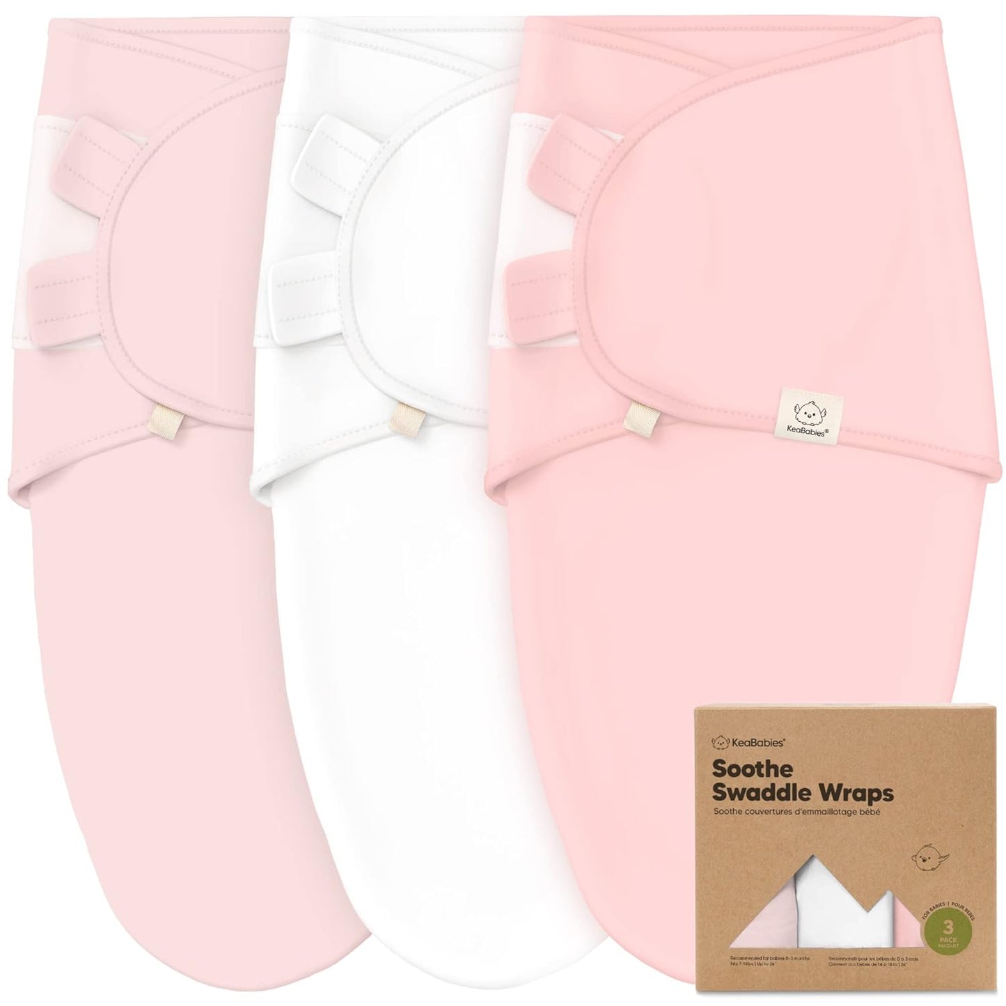 KeaBabies 3-Pack Organic Baby Swaddle Sleep Sacks - Swaddles for Newborns, Infant 0-3 Months, Baby Girls, Boys, Soft & Snug Newborn Sleep Sack, Nursery Swaddling Blankets (Candy)