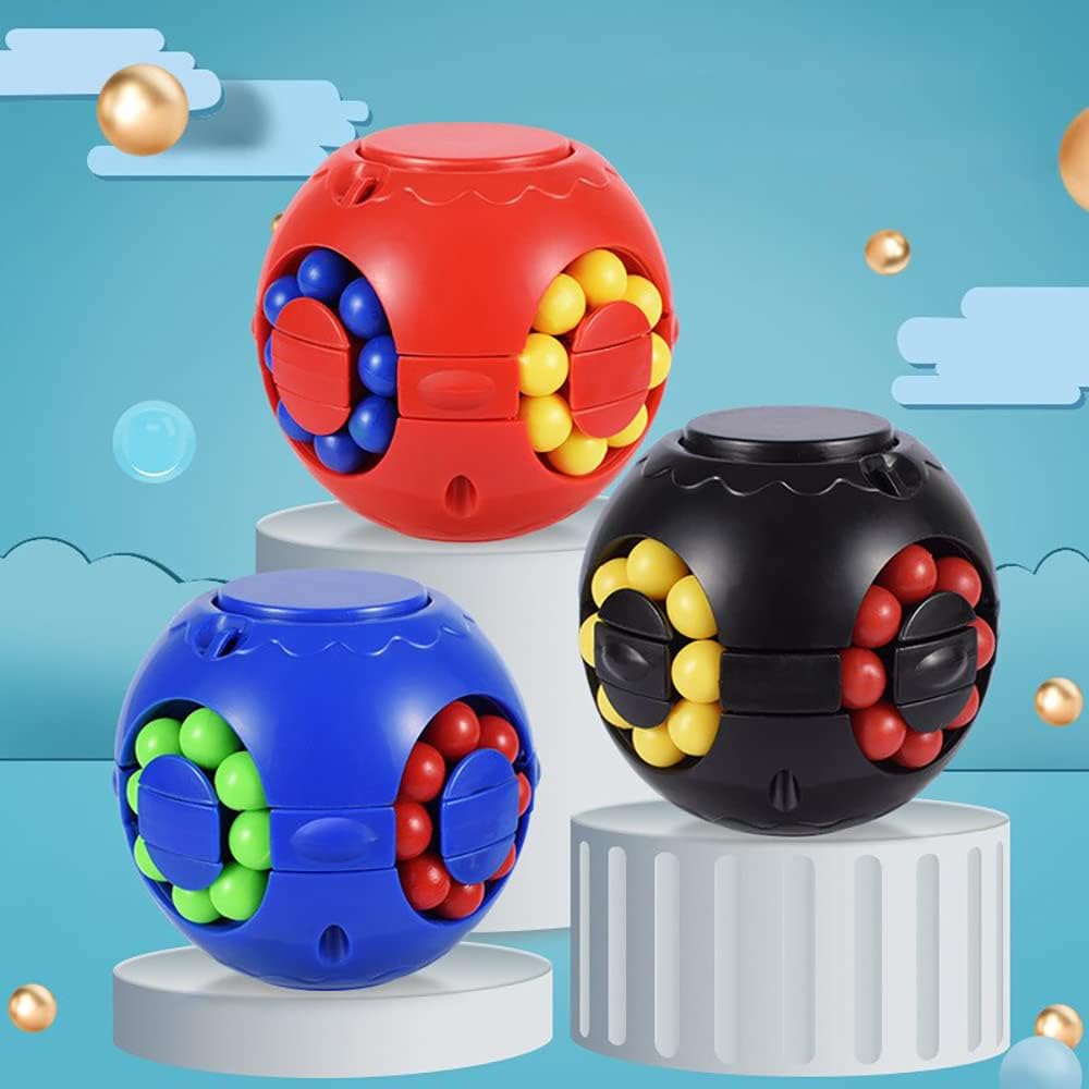 Rotating Bean Magic Cube Fidget Puzzle Toys Anti Stress Ball IQ Games Educational Sensory Easter Gift for Boys Girls Kids Children Adults (Blue)