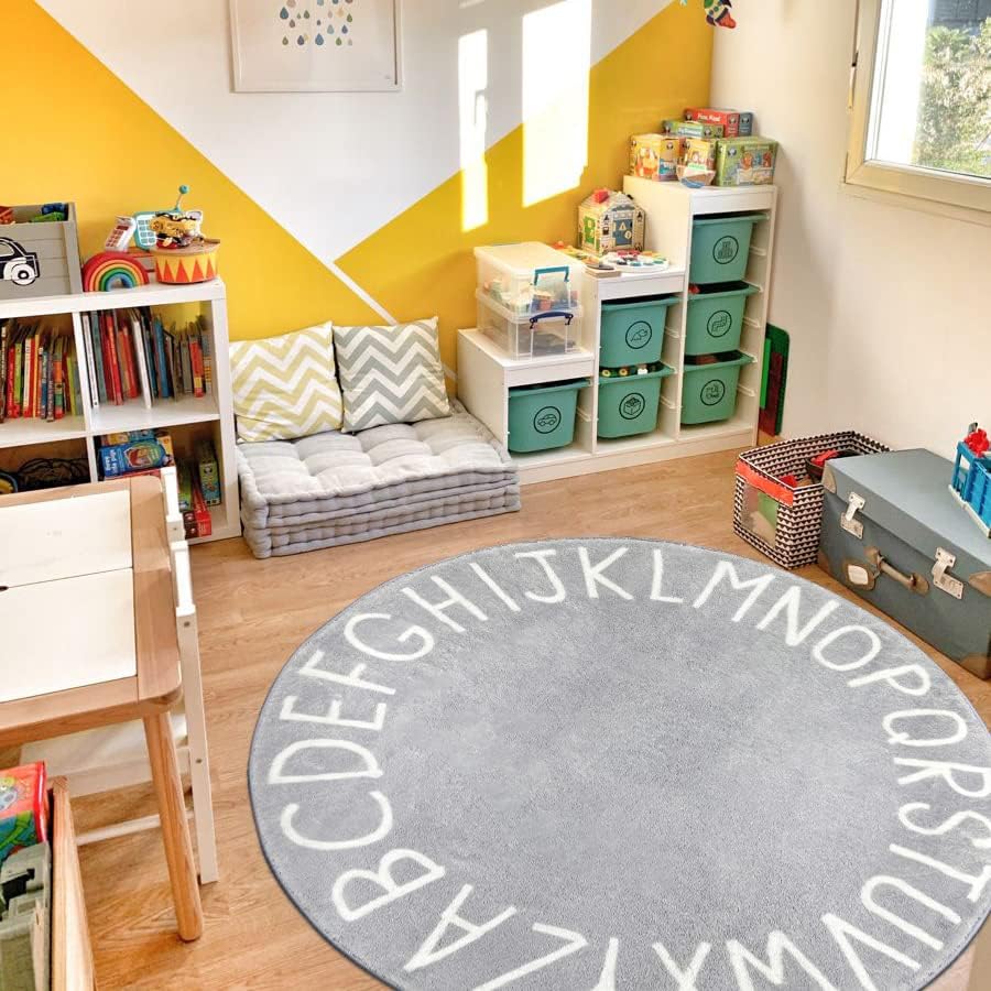 Topotdor Round ABC Area Rug, 47 Inch Soft Floor Carpet - Image 2