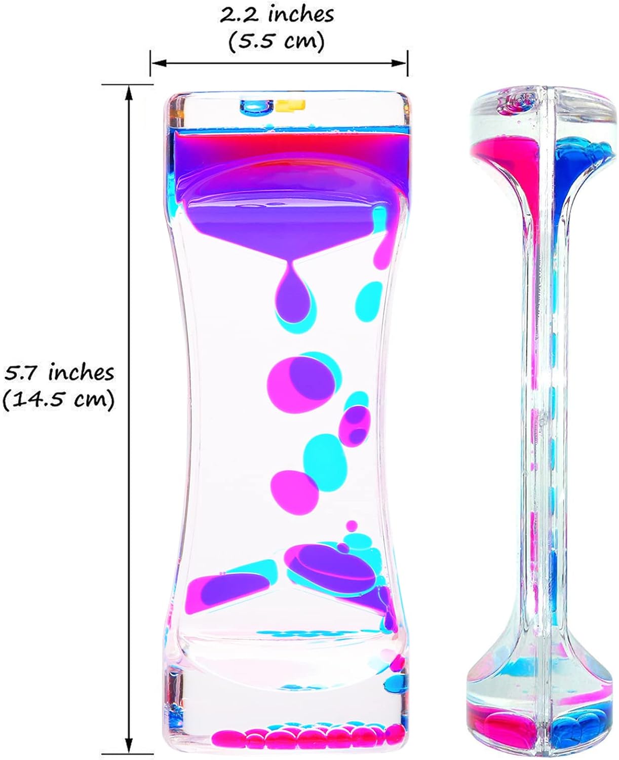 Liquid Motion Bubbler, 5 Pack Stress Management Sensory Toys, Relief Fidget Water Timers,Relaxing Liquid Bubbler,Office Home Colorful Hourglass Desk Decor,ADHD Anxiety Autism Activity