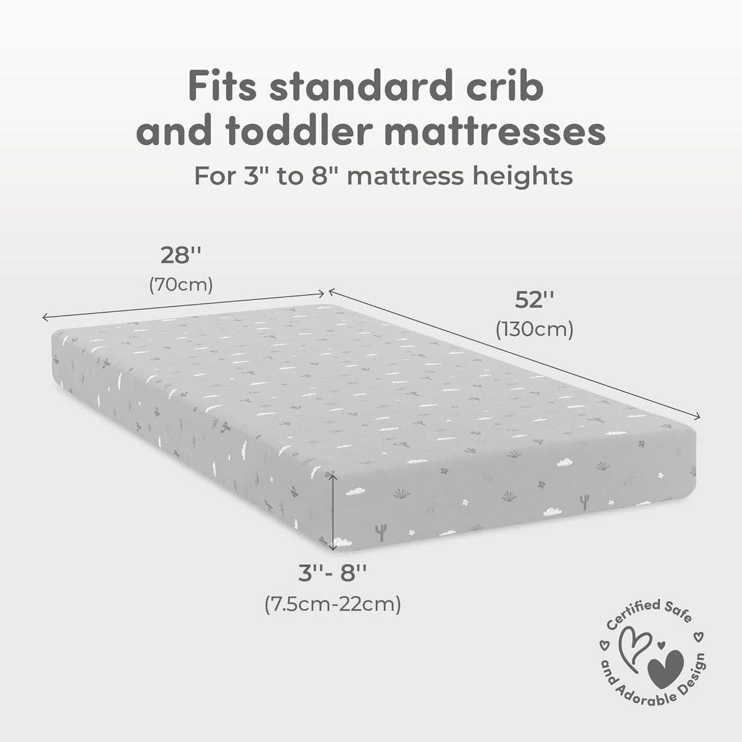 Sweety Fox 2-Pack Crib Sheets - Soft Jersey Cotton Fitted Sheets for Boys and Girls, Mini Crib Sheets, Toddler Bed Sheets (Savanna)