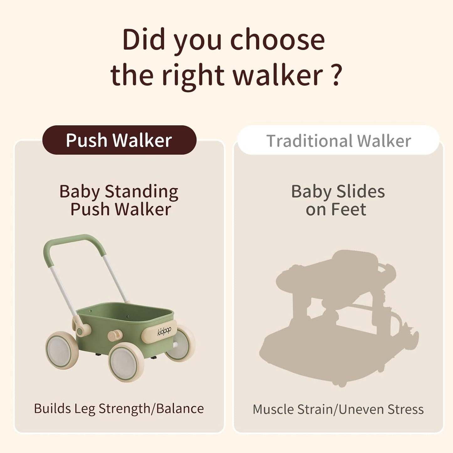 PULA Baby Push Walker with Wheels Toddler Wagon for First Learner Baby Toys 6-12 Months, 1 Year Old Birthday Gifts, Indoors and Outdoors (Pink)