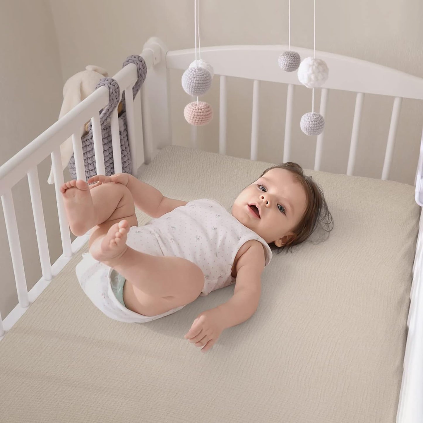 lulumoon Baby Muslin Crib Sheets - Toddler Cotton Fitted Crib Sheets Neutral for Boys and Girls 2Pack