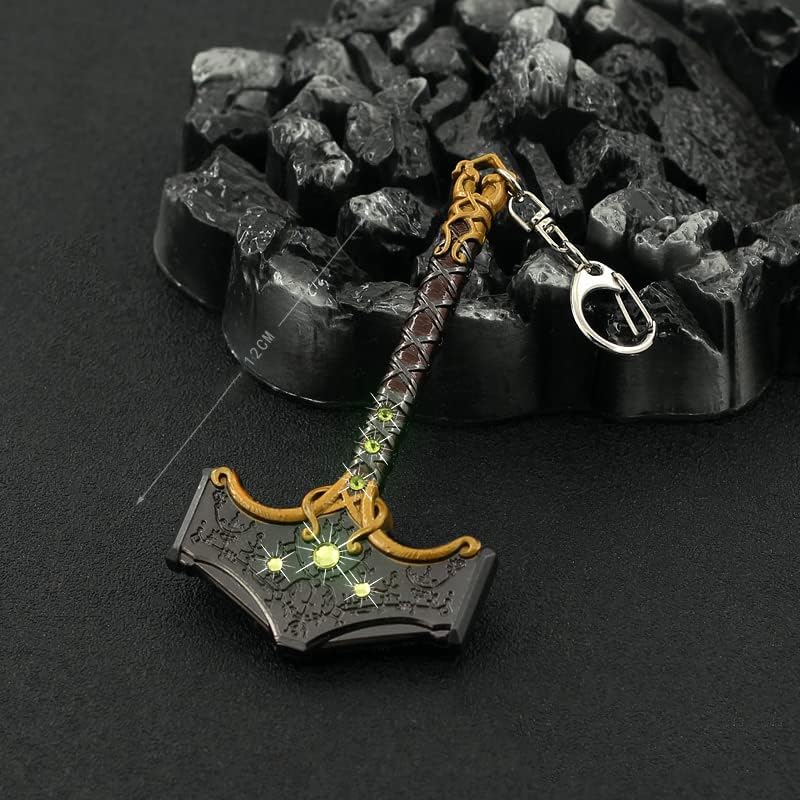 God of War Ragnarök Kratos Action Figures Game Toys Collection Keychain Desk Decoration Backpack Pendant Gift (Mjölnir the hammer of Thor)