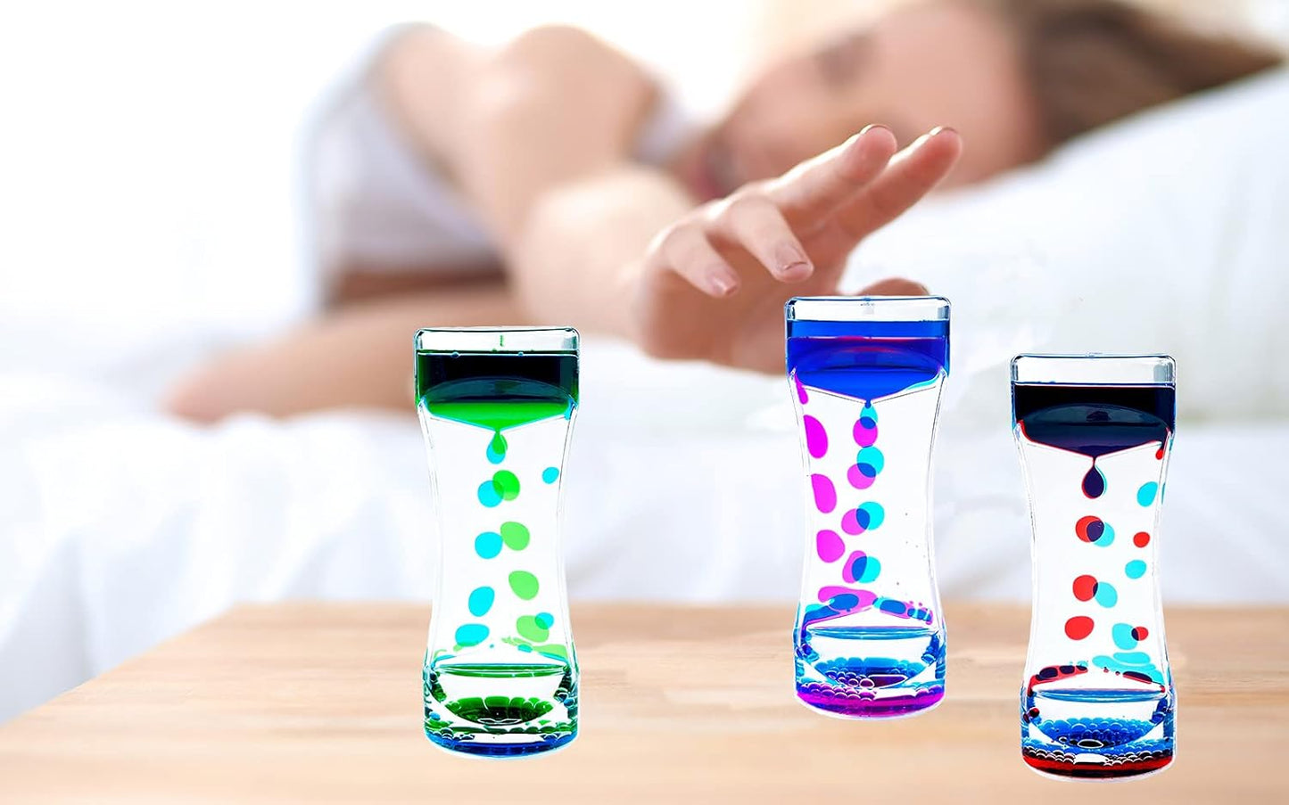 Liquid Motion Bubbler Timer Sensory Toys for Relaxation, Water Timer Fidget Toy for All Age, Motion Bubble Toy Sensory Play for Office Home (Red & Blue, 1 Pack)