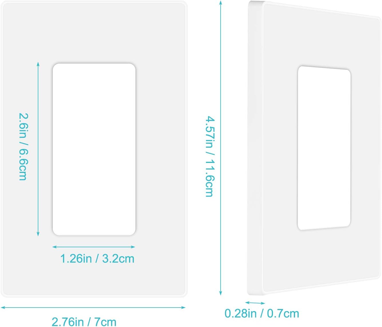 10 Pack 1-Gang Screwless Wall Plate, Decora Outlet Cover Plates, 4.57” H x 2.76” L, for Light Switch, Dimmer, GFCI, USB Outlet