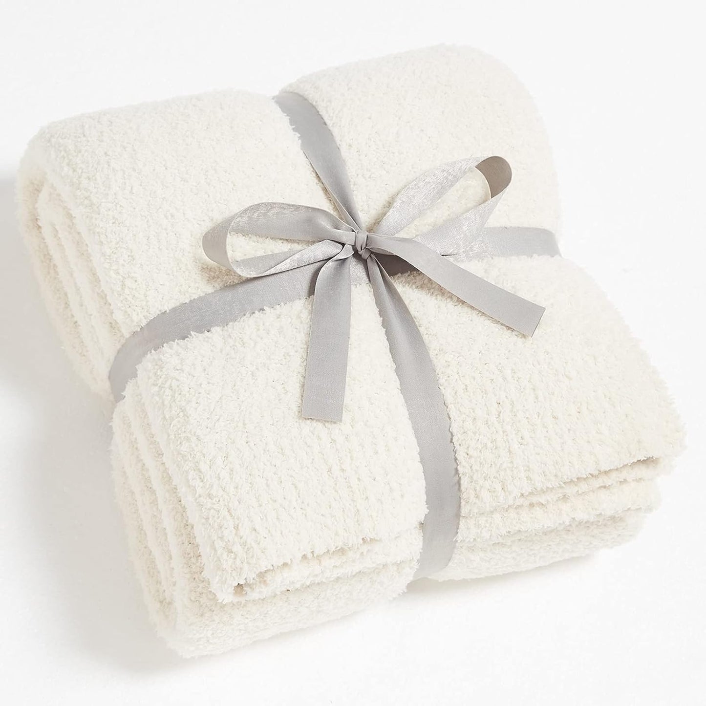 CYMULA Super Soft Knit Throw Blanket Twin Size Cream White-Lightweight Plush Fuzzy Fluffy Warm Cozy Blankets and Throws for Sofa Bed All Season Use