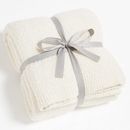 CYMULA Super Soft Knit Throw Blanket Twin Size Cream White-Lightweight Plush Fuzzy Fluffy Warm Cozy Blankets and Throws for Sofa Bed All Season Use