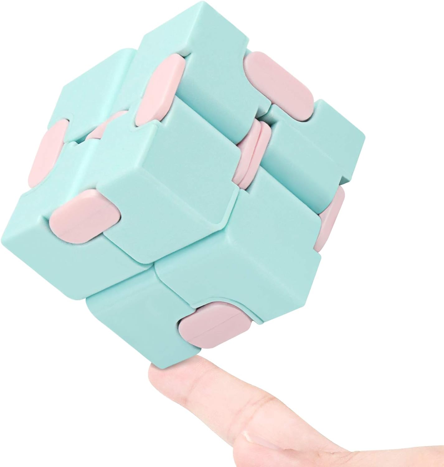 Infinity Cube Fidget Toy Stress Relieving Fidgeting Game for Kids and Adults,Cute Mini Unique Gadget for Anxiety Relief and Kill Time (Macaron Blue)