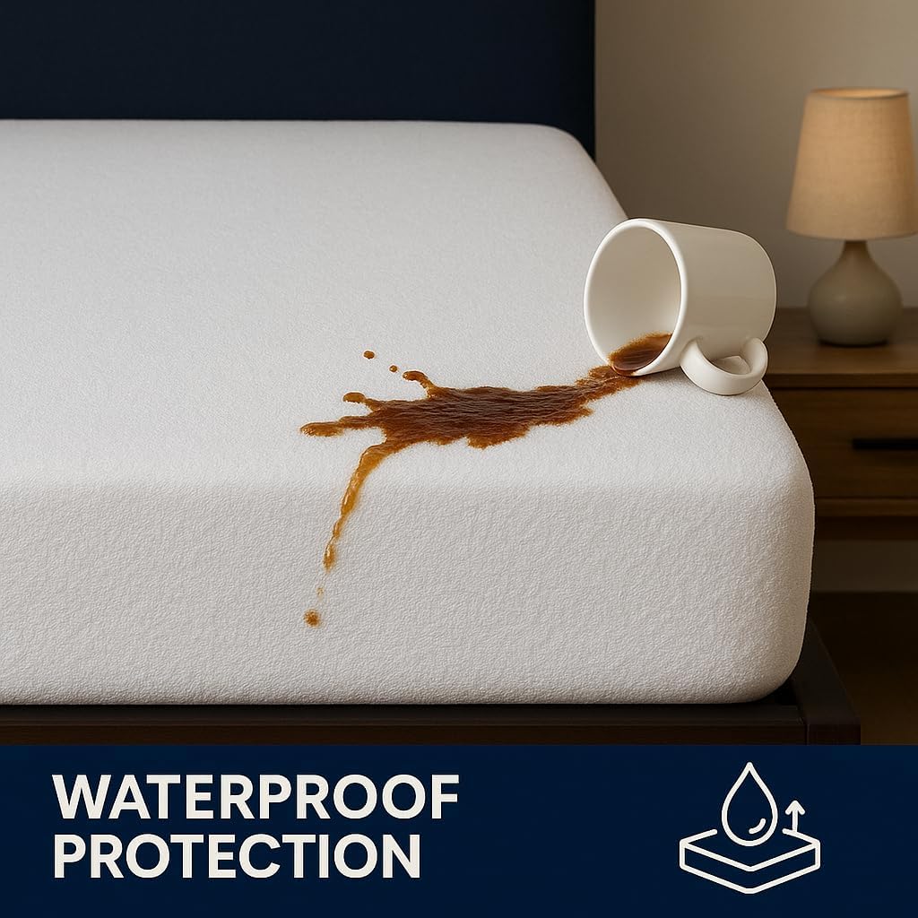 Waterproof Mattress Protector – Twin – Soft & Noiseless Terry Cotton Cover – Cooling, Breathable – Deep Pocket with 360° Elastic – Machine Washable – Kids, Pets & Light Sleepers