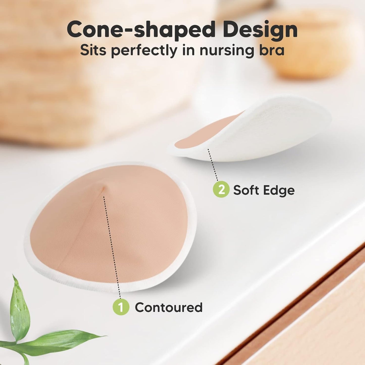 Organic Nursing Pads - 14 Washable Viscose Derived from Bamboo Breastfeeding Pads, Wash Bag, Reusable Breast Pads for Breastfeeding, Nipple Pads for Breastfeeding Essentials(Lovelle, L 4.8")