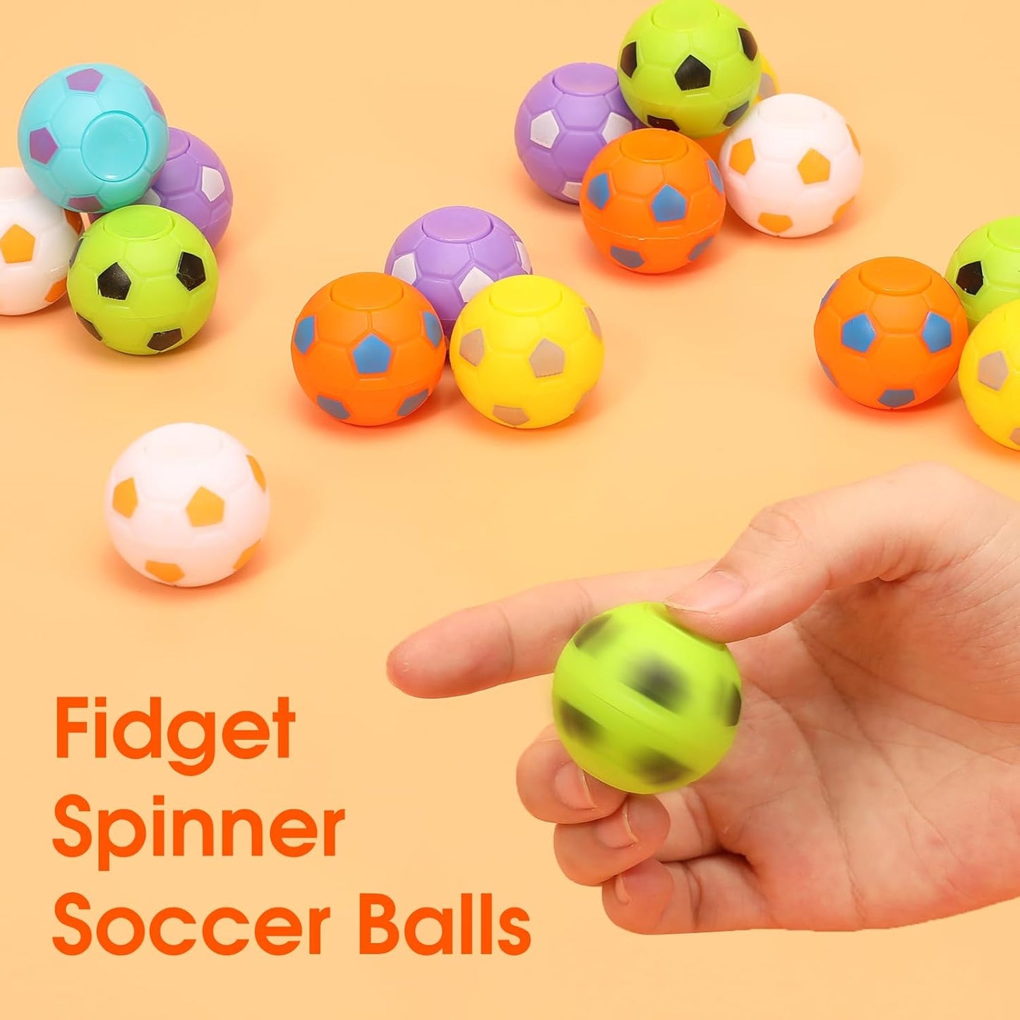 AZEN 32 Pcs Soccer Party Favors for Kids 4-8 8-12, Mini Fidget Spinners Soccer Ball Toys, Goodie Bags Stuffers for Birthday Party, Treasure Box Toys for Classroom, Return Gifts for Kids