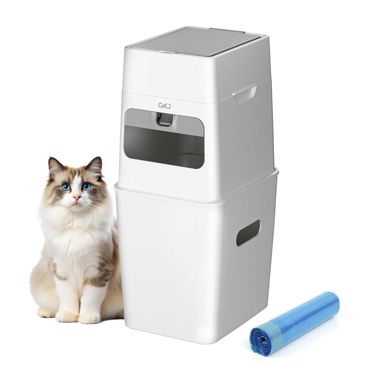 GKJ Cat Litter Trash Can, Cat Litter Disposal Bin | Garbage Disposal Diaper Pail | No Smell Cat Litter Pail | Pet Waste Pail for Cats, Dogs, Rabbits, Includes 1 Roll Refill Bag