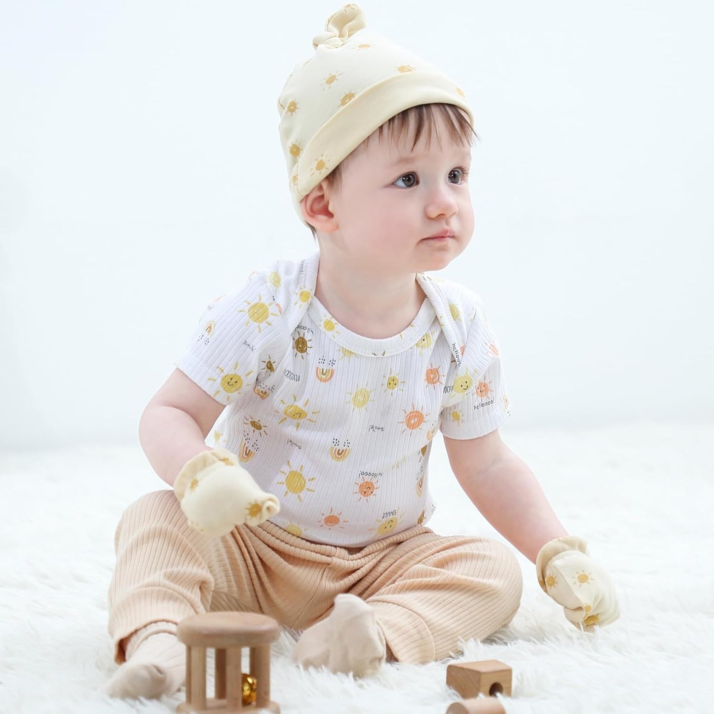 Baby Bodysuit and Pant Set 6-pcs Ribbed Soft Infant Boy Girl Clothes Outfits