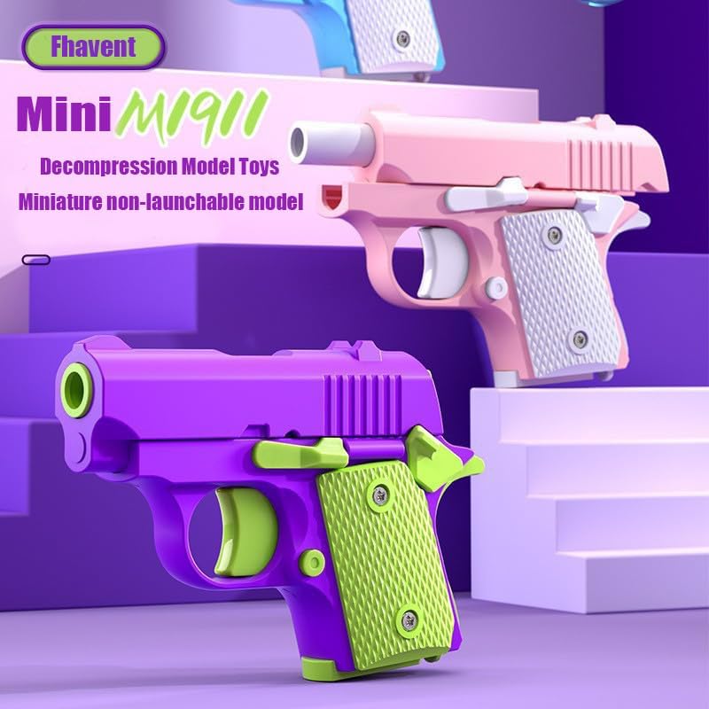 Easter Basket Stuffers,1911 3D Printed Small Pistol Toys, Stress Relief Pistol Toys for Adults, Suitable for Relieving ADHD, Anxiety,Easter Fillers Easter Gifts for Boys(Pink&White)