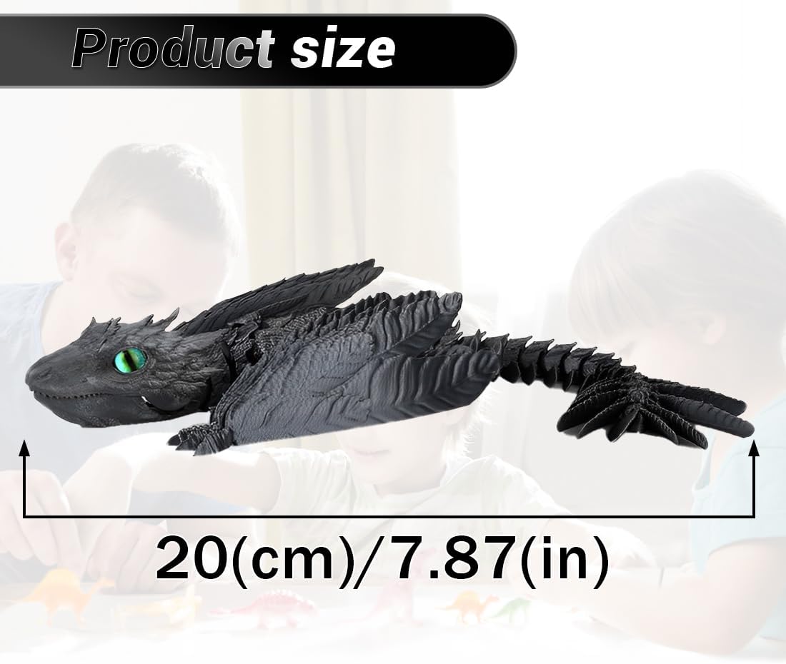 3D Printed Dragon, Feathered Wyvern Dragon, Articulated Dragon, Fidget Dragon Toys for Adult, Home Office Decor Executive Desk Toy