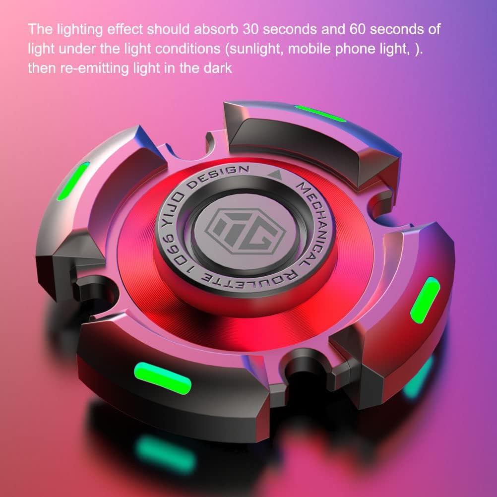 Fidget Spinners for Adults and Kids, Stress Anxiety ADHD Relief Figets Toy, Metal Finger Hand Spinner Toys with Luminous Light, Fidget Spinner Need Absorb Light Then Release in Dark