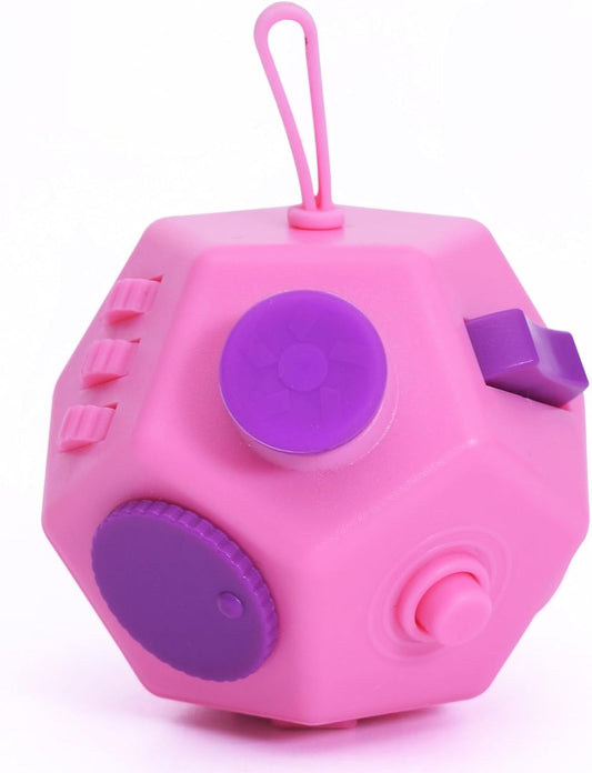 Small Fidget Toys,Mini Finger Cube,12 Sided Cube Toys Relief Stress and Anxiety Depression Anti for Girls Kids Adults (Pink)