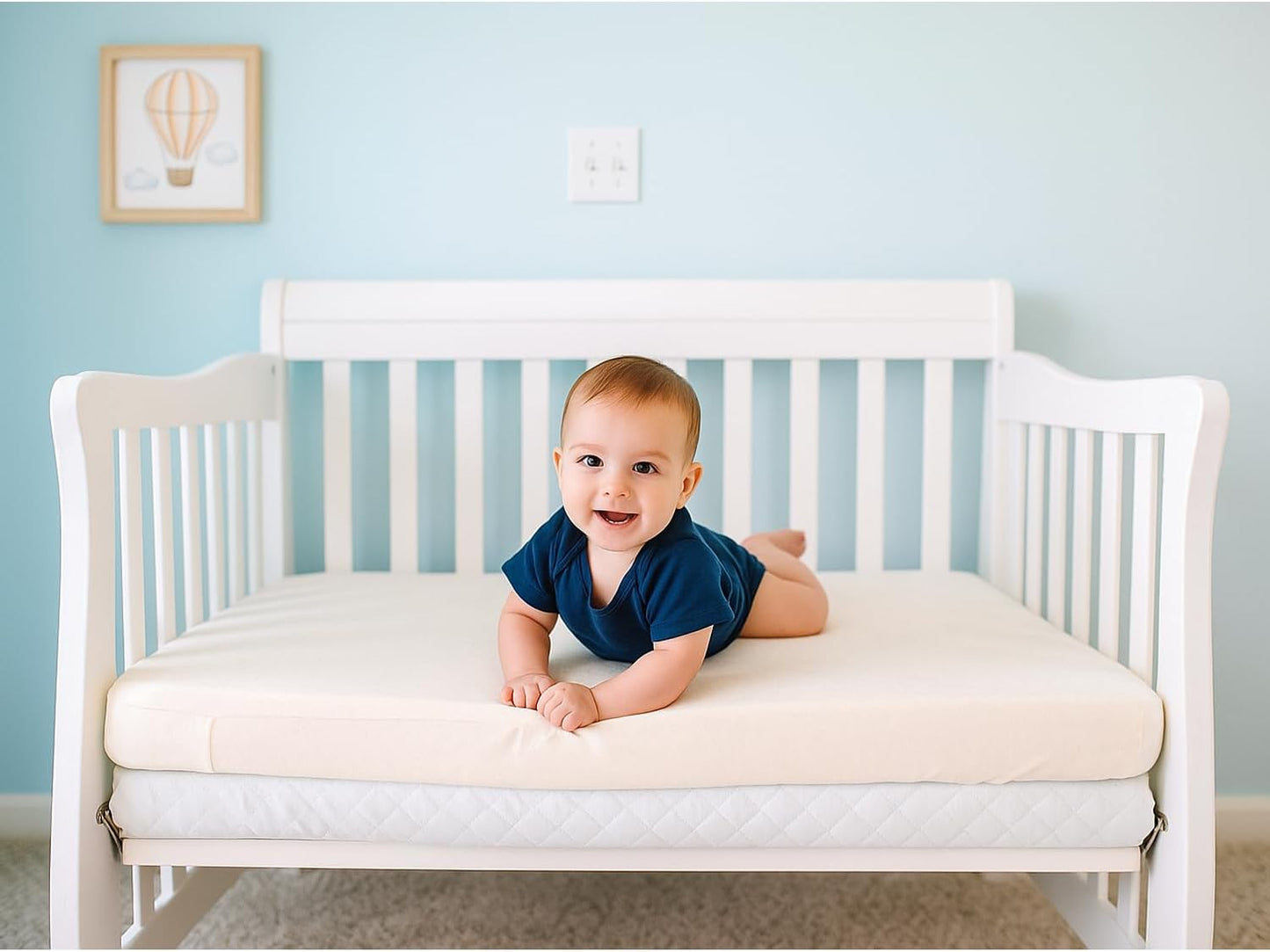 Organic Cotton Crib Mattress Protector - Water Resistant Fitted Sheet Liner Pad, Skin Friendly, Chemical-Free Pure Cotton [GOTS-Certified] for Portable (36"x26") - Made in USA