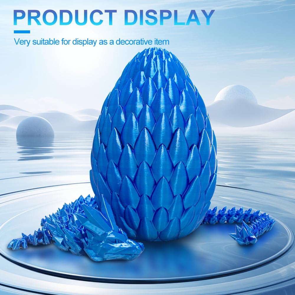 3D Printed Dragon with Dragon Egg 16.5'' Articulated Dragon Crystal Dragon Fidget Dragon Egg Toys Executive Desk Toys (Purple, Dragon & Egg)
