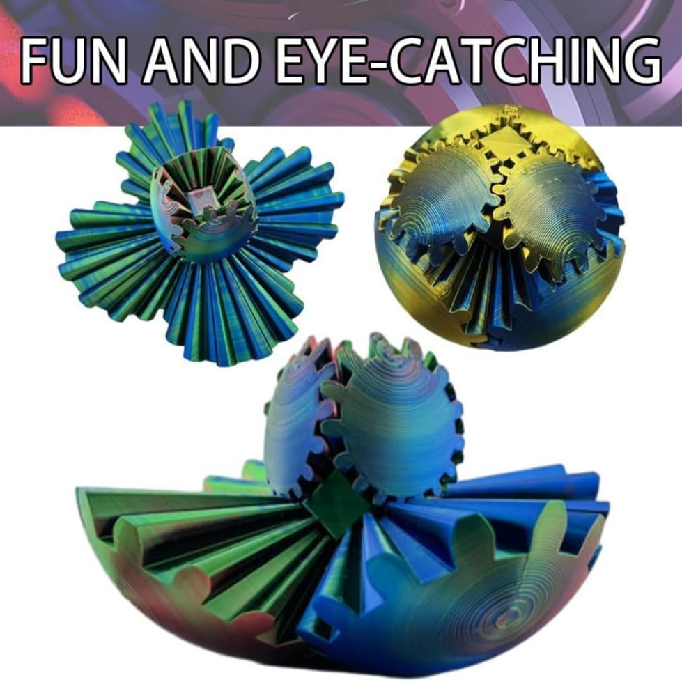 MerryXD Gear Ball Fidget Toy,GearSphere Desk 3D Printed Perfect for Stress and Anxiety Relaxing Fidget Toy Gear Fidget Sphere Activity Gear Ball for Adults F