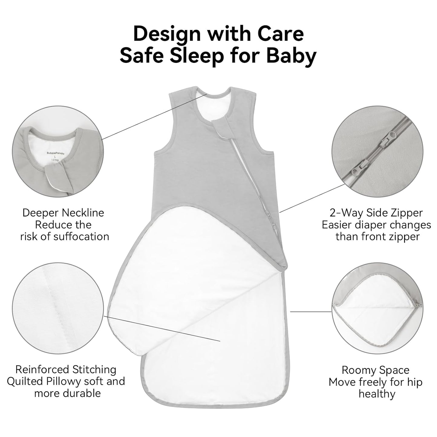 BubblePanda Rayon Made from Bamboo Sleep Sack 18-24 Months 0.5 Tog Soft Lightweight Toddler Sleep Sack 2t for Babies 2-Way Zipper Wearable Blanket Baby 18 Months