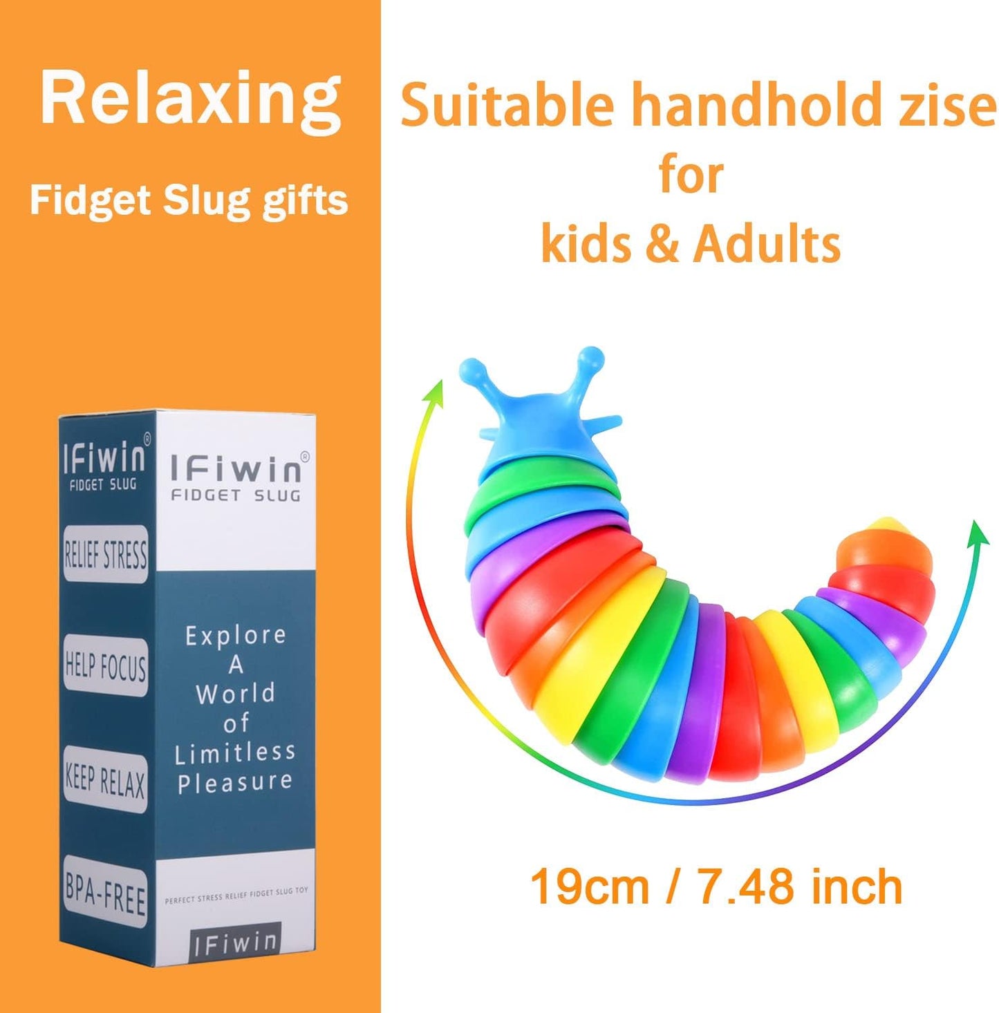 IFiwin Fidget Slug Toys, Sensory Slug Fidget Bulk Toys for Autistic Kids & Adults, Autism Sensory Toys Bulk Fidgets Stocking Stuffers, Birthday Gifts for Boys Girls