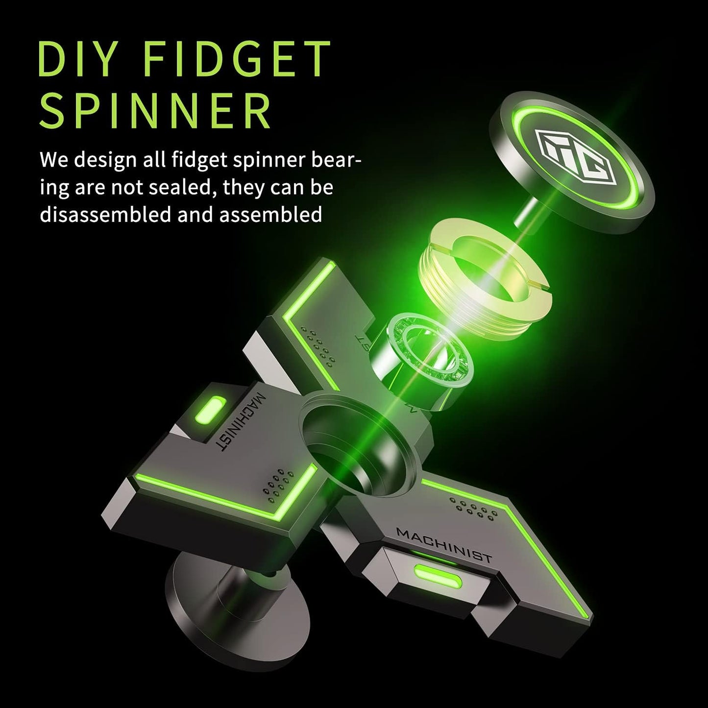 Fidget Spinners, INNÔPLUS Fidget Spinners for Kids, Fidget Toys, Fidgets for Kids,Metal Fidget Spinner with Luminous Light Stress Relief, Spinner Absorb Light Then Release in Dark