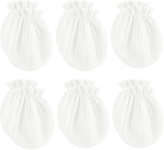 Newborn Mittens No Scratch 100% Cotton Mitts Boy Girl baby mittens 0-6 months 6 Pack