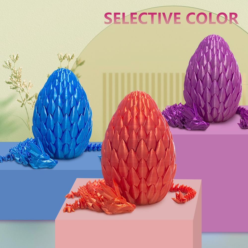 Dragon Eggs with Dragon Inside, 16.5 Inch Large 3D Printed Dragon Egg Articulated Dragon Crystal Dragon Executive Desk Toys Fidget Toy for Autism/ADHD (Green, with Egg)