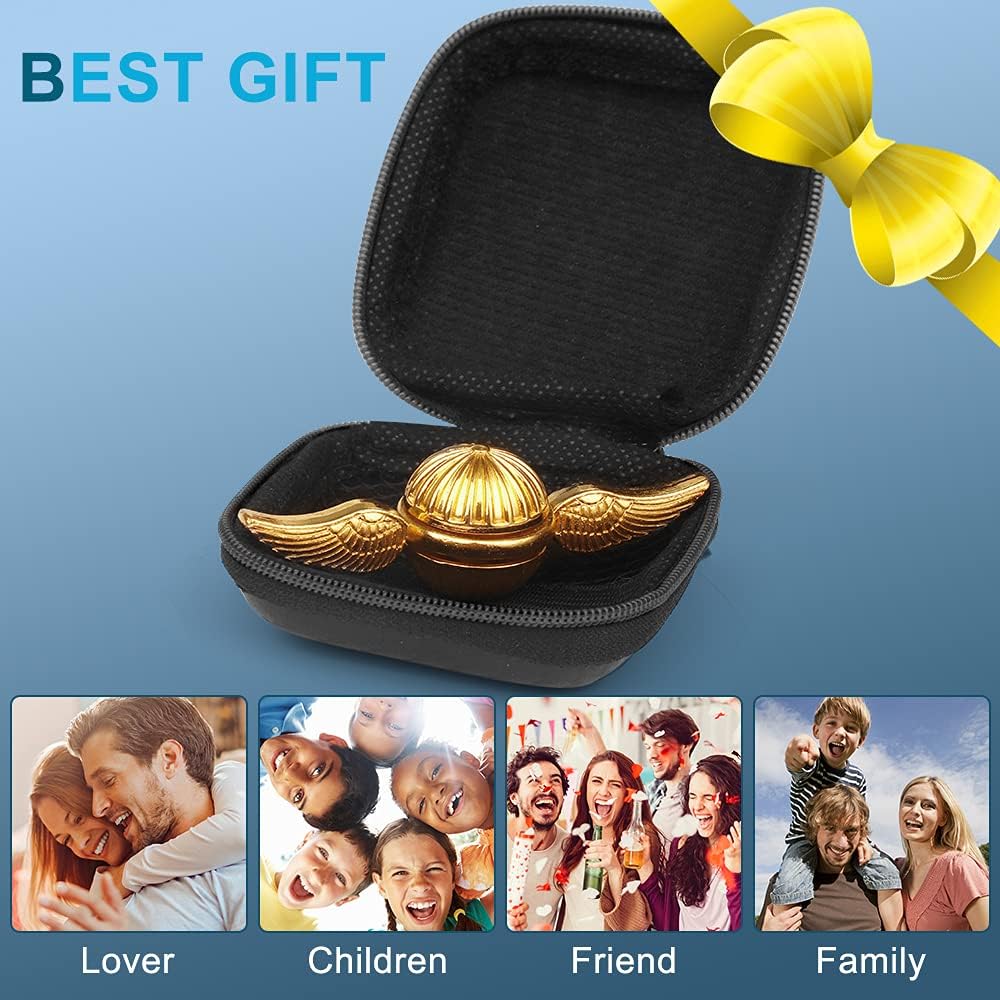 Golden Fidget Spinner for Kids Adults, Metal Orb Ball Toy, Sphere Fidget Hand Finger Spinner Ball for Boys Girls, Desk Office Toys Decoration Classroom Stress Relief Gift for Birthday Christmas