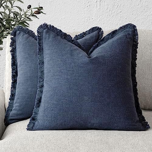 Foindtower Decorative Linen Fringe Throw Pillow Covers 20×20 Inch by Foindtower