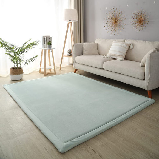 Loartee Nursery Rug Coral Velvet Crawling Rugs Mat Area Rugs Play Crawling Mat(6'7"x9'10", Light Green) for Toddler Children Play Mat Yoga Mat Exercise Pads Carpet